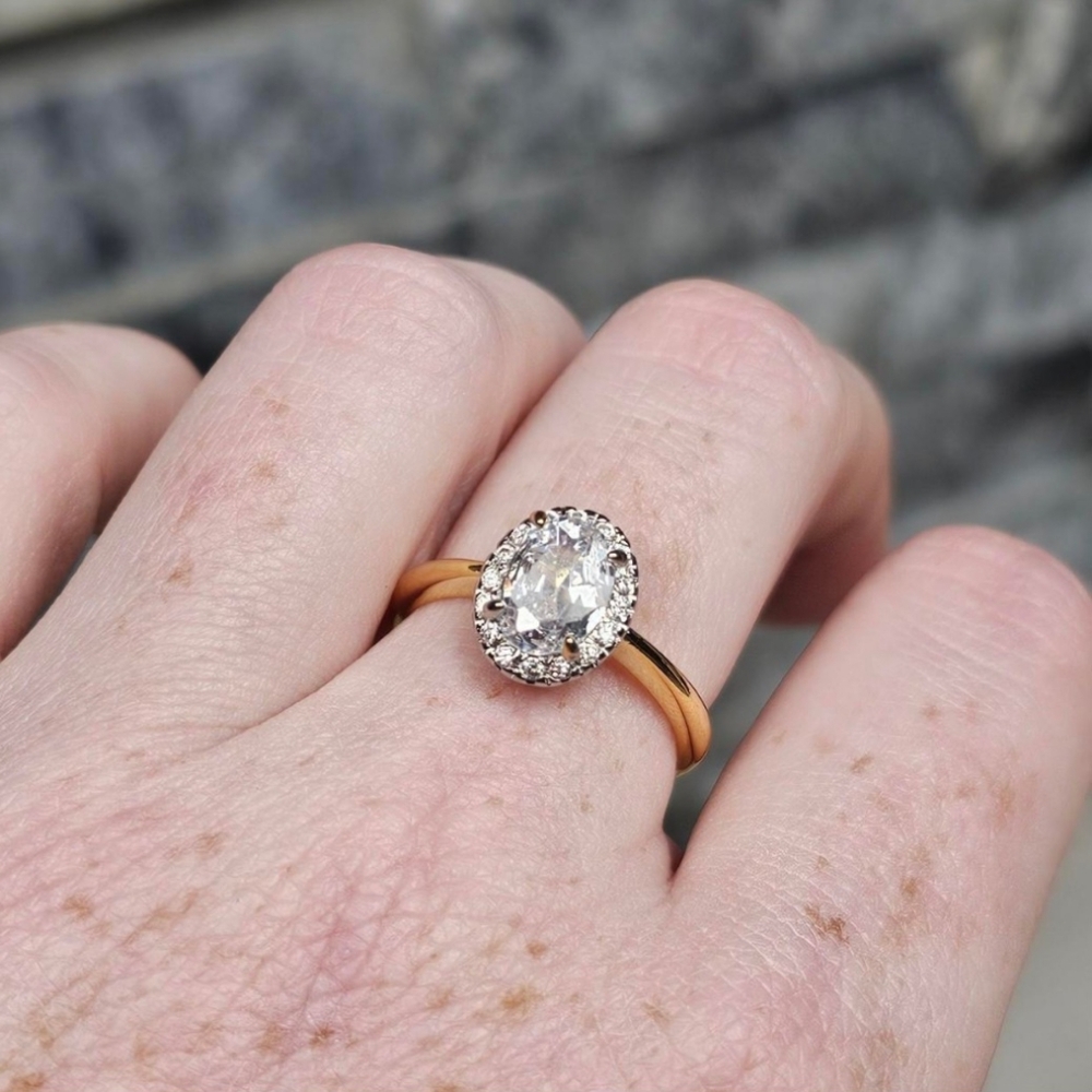 Classic Oval Halo Zirconia Glam Ring - Picture 3 of 8